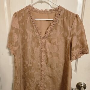 Lace Trim Floral Blouse